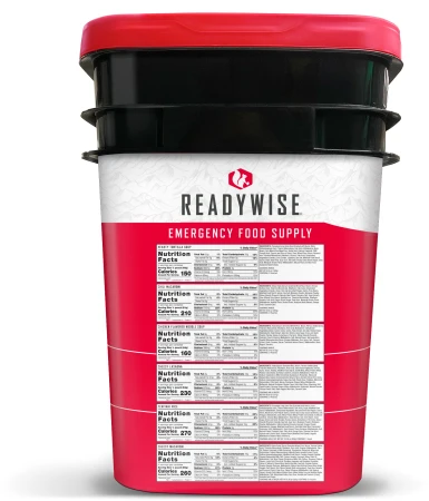 Żywność liofilizowana ReadyWise pakiet żywnościowy (120 porcji obiadowych) - prawy bok pojemnika