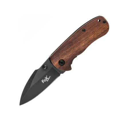 Nóż składany Fox Outdoors Compact – drewno egzotyczne - rozłożony (lewy bok)