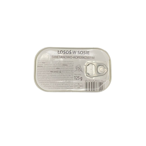 Przejdź do produktu Konserwa Wojska Polskiego - łosoś w sosie śmietanowo-koperkowym 125g