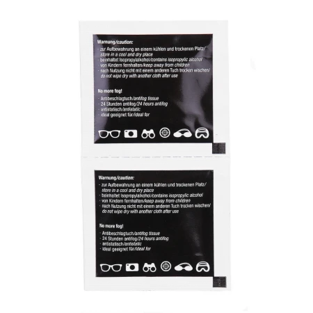 Chusteczki przeciwmgielne Swiss Eye Fog Stop (30 szt.) – anti-fog do 24h, antystatyczne (zawartość tył)
