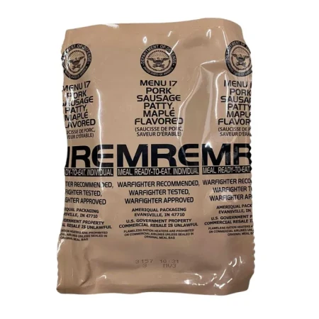 Oryginalna Amerykańska wojskowa racja żywnościowa - MRE - menu 17 (pork sausage patty maplé flavored)