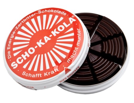 Czekolada gorzka z kofeiną Scho-Ka-Kola 100g (czerwony pojemnik) + zawartość