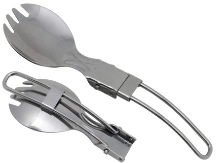 Niezbędnik składany Spork 2w1 łyżko-widelec 100% stal nierdzewna MFH (dwie perspektywy)