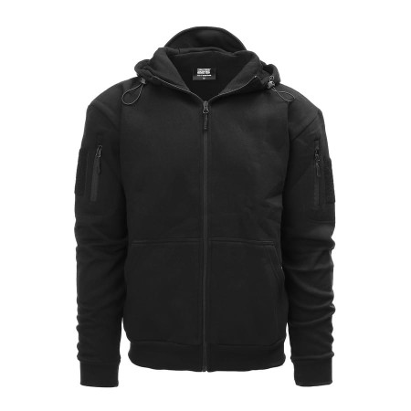 Bluza Taktyczna z rzepami i kapturem TF-2215 (czarna) - przód