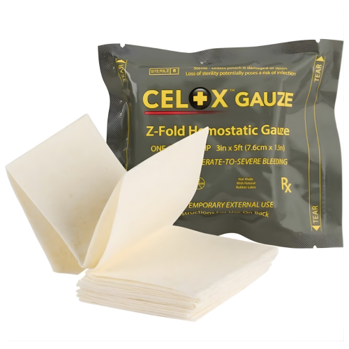 Przejdź do produktu Opatrunek Hemostatyczny Celox GAUZE Z-Fold 1,5m x 7,6cm Gaza Chitosan