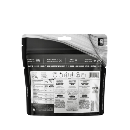 Danie liofilizowane Foodpack LYOFOOD kurczak tikka masala 370g Polska produkcja - opakowanie (tył)