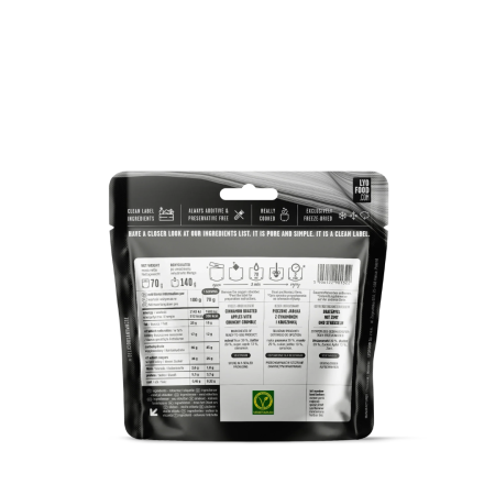 Deser liofilizowany Foodpack LYOFOOD kruszonka z jabłkiem 140g Polska Produkcja - opakowanie (tylna część)