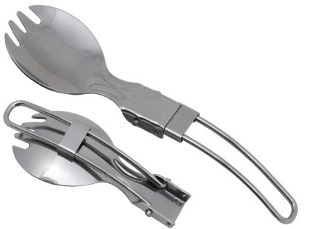 Niezbędnik składany spork 2w1, 100% stal nierdzewna (niezbędnik + łyżka)