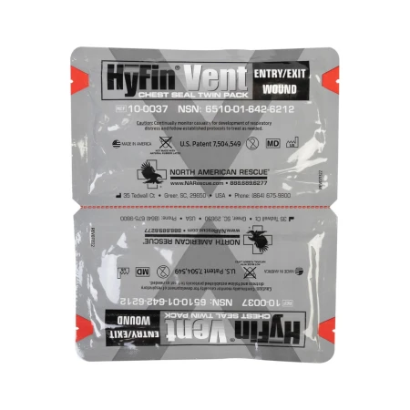 Opatrunek Wentylowy na Klatkę Piersiową HyFin Vent Chest Seal (Zestaw 2 szt.)
