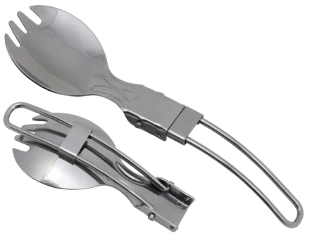 Niezbędnik składany spork 2w1, 100% stal nierdzewna (niezbędnik + łyżka)