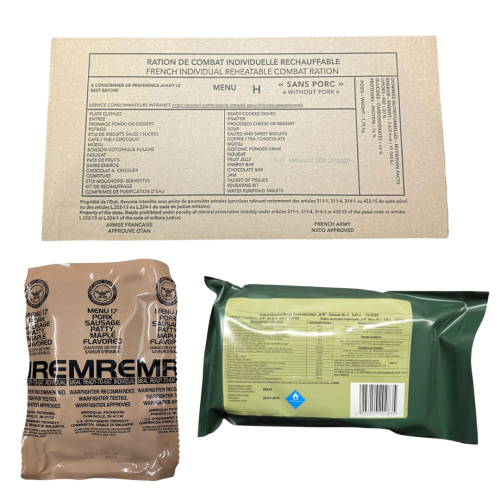 Przejdź do produktu Zestaw 3 szt. Oryginalnych Wojskowych Racji Żywnościowych (RCIR + MRE + S-R)