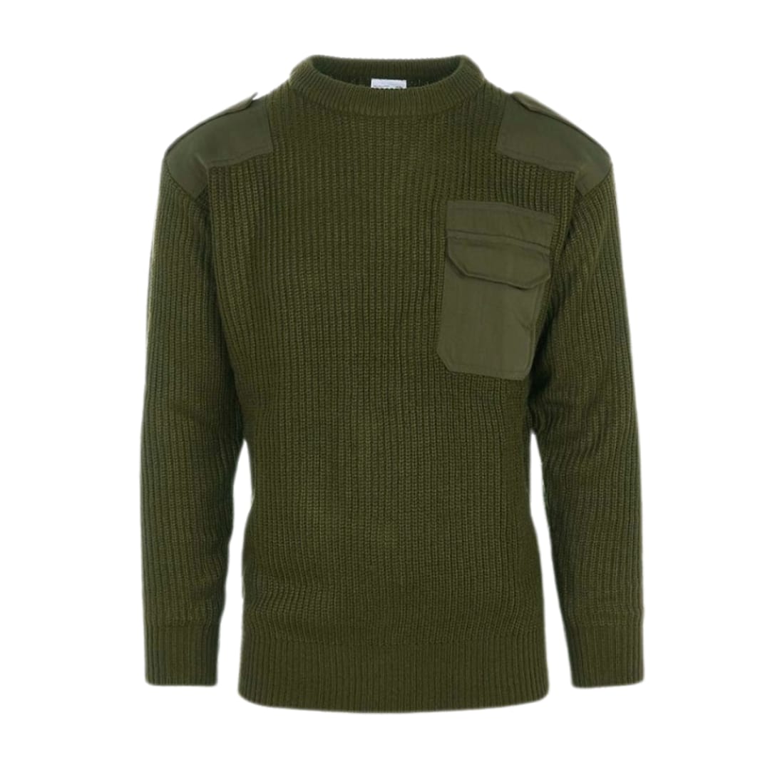Sweter Wojskowy Męski Jesienno/Zimowy 100% Akryl – (Zielony) NATO - przód