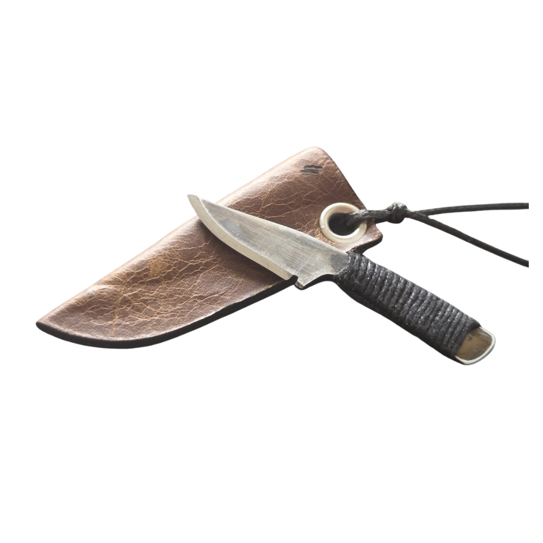 Naszyjnik Użytkowy EDC Nożyk Handmade + pokrowiec (2 rodzaj)
