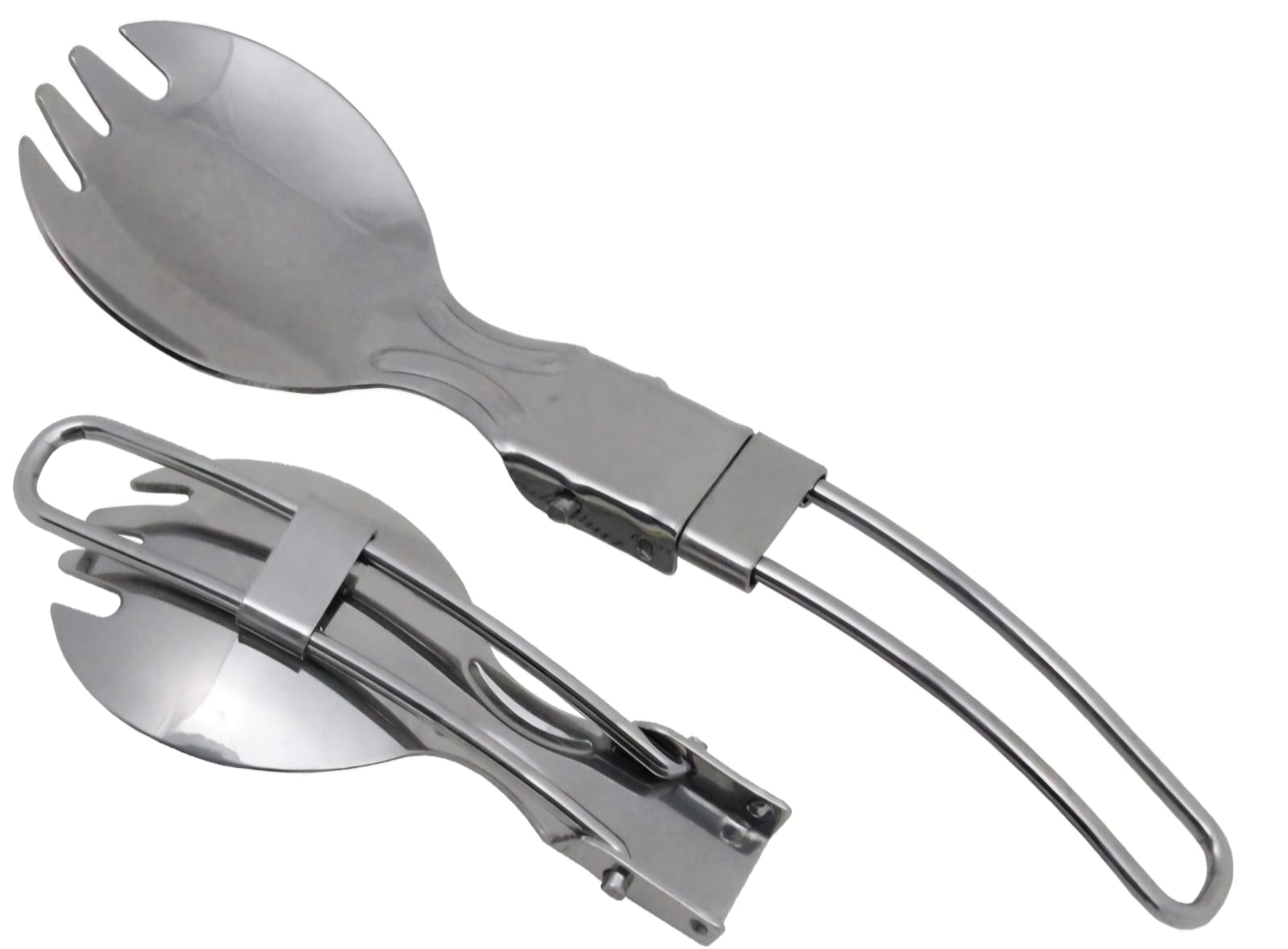 Niezbędnik składany Spork 2w1 łyżko-widelec 100% stal nierdzewna MFH (dwie perspektywy)