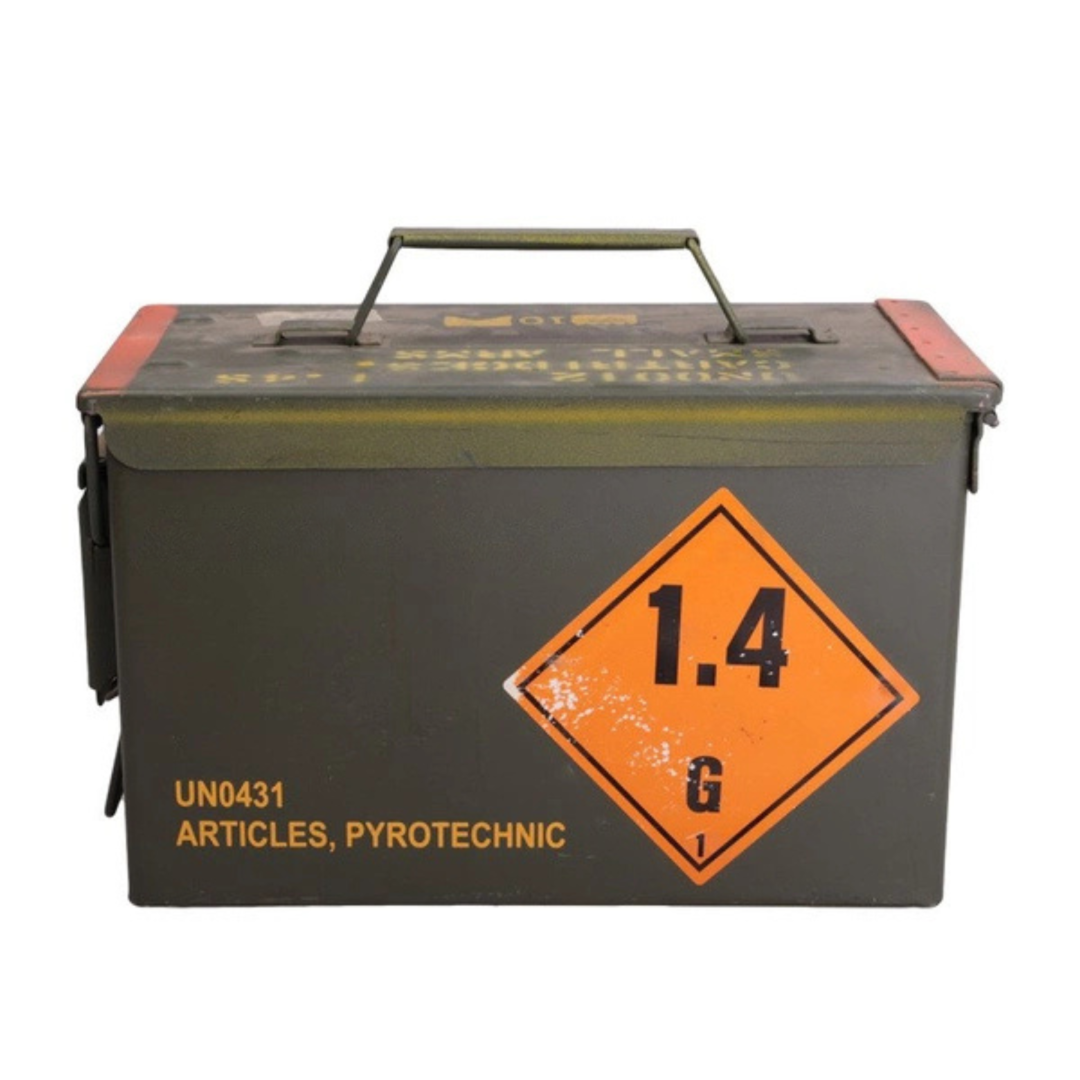 Metalowa Wojskowa Skrzynia na Amunicję US Army 30x15x18 [cm] Oryginał - widok z prawego boku